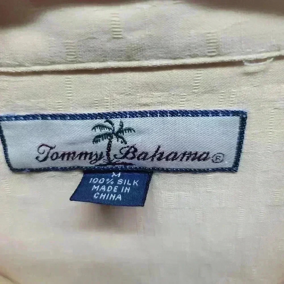 Tommy Bahama Shake my Bay martini yellow silk button up sz Medium see de… - Picture 3 of 4